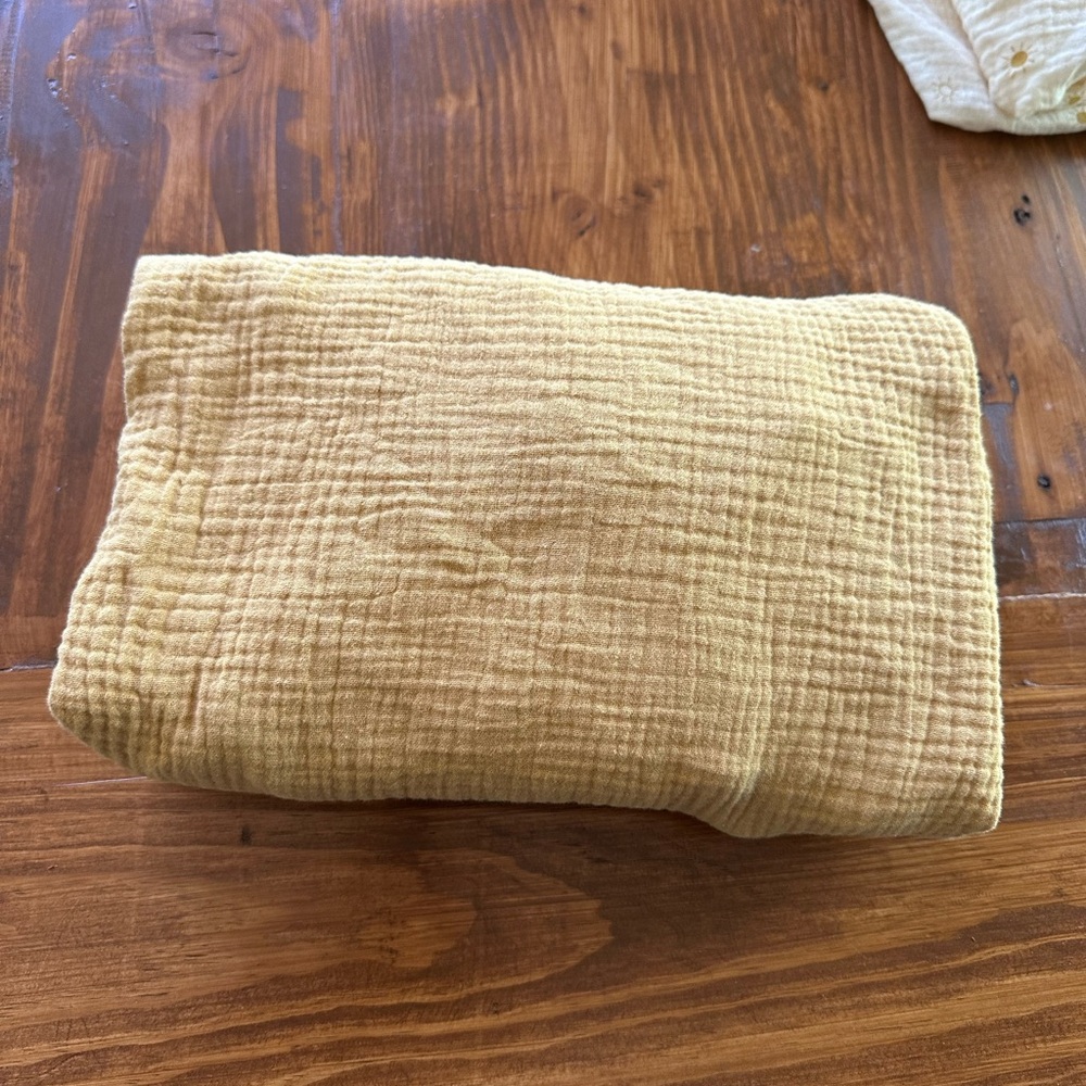 Fall yellow mushie crib sheet used like new condition